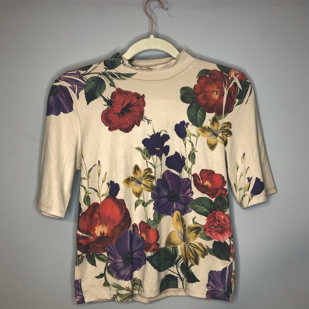 Women’s Mock Neck Blouse Floral Size S/M